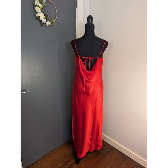 NWT Old Navy The Occasion by Old Navy Satin Cowl Maxi Dress in Bright Coral - M - Picture 2 of 10